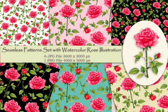 Download Seamless Patterns with Rose Illustration - Premium Resources