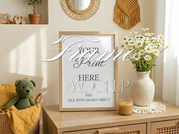 Download Boho Nursery Frame Mockup Kids Room PSD - Mockup kids Collection