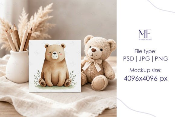 Download 6x6 Baby Card Mockup Kids Square Invita - Mockup kids Collection
