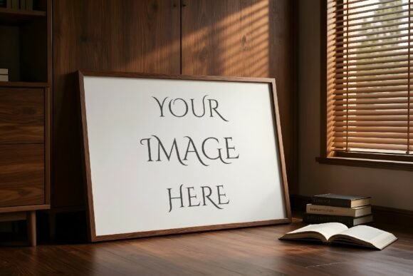 Download Blank Wooden Frame on the Floor Mockup - Blank Collection